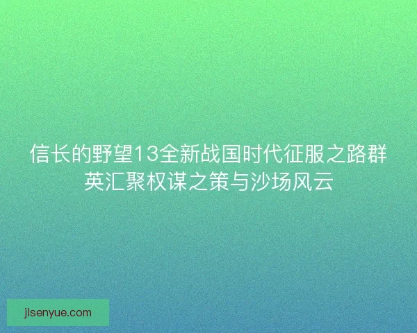 信长的野望13全新战国时代征服之路群英汇聚权谋之策与沙场风云